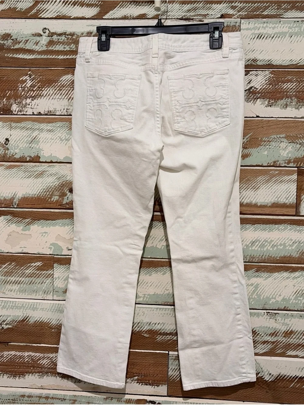 TORY BURCH Women White Mid Rise Cropped Ankle Pants Size 29 Resortwear Beach